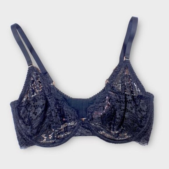 Savage X Fenty Alien animal Unlined Lace Plunge Bra Black Size 36DDD - Picture 3 of 10